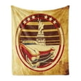 thumbnail image 1 of Vintage Car Soft Flannel Fleece Throw Blanket, Vintage Car Image American of Liberty on Old Paper Print, Cozy Plush for Indoor and Outdoor Use, 50" x 60", Yellow Red Brown, by Ambesonne, 1 of 5