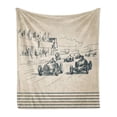 thumbnail image 1 of Vintage Car Soft Flannel Fleece Throw Blanket, Vintage Racing Cars Sport Nostalgic Sketchy Doodle Style, Cozy Plush for Indoor and Outdoor Use, 70" x 90", Beige Forest Green, by Ambesonne, 1 of 6
