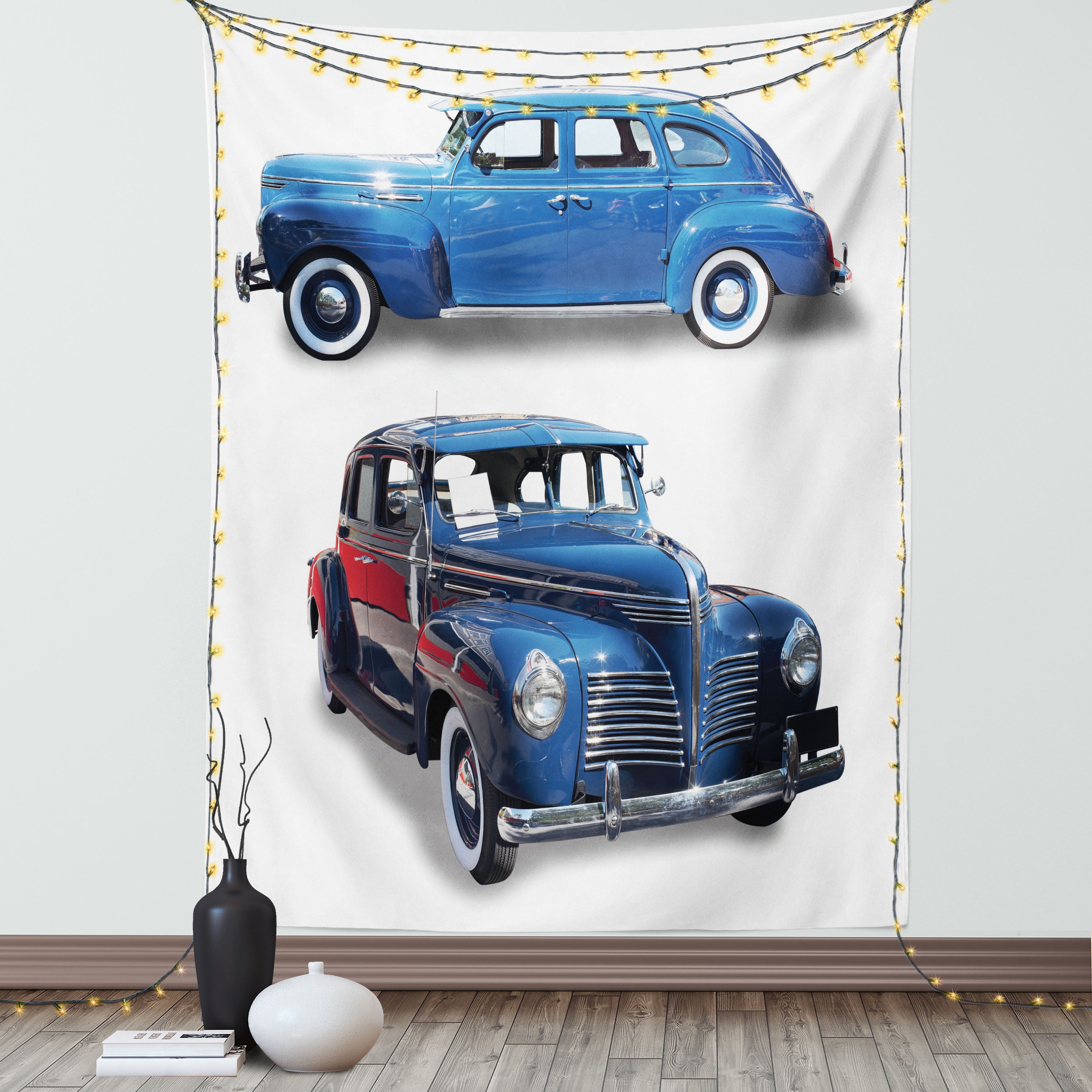 Vintage Car Tapestry Picture of Old Antique Cars Historical Automobile Nostalgic in Vintage Style Wall Hanging for Bedroom Living Room Dorm Decor 40W X 60L Inches Blue Red by Ambesonne Walmart