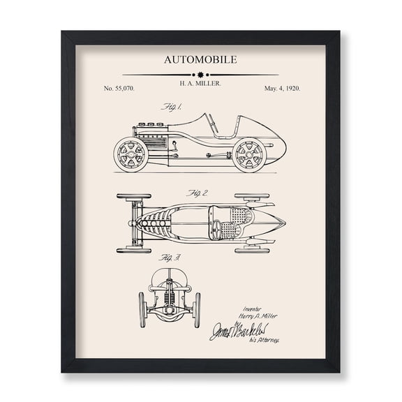 Vintage Car Technical Drawing Automobile Modern Home Gallery Style Wall Art Decor Unframed Paper Print
