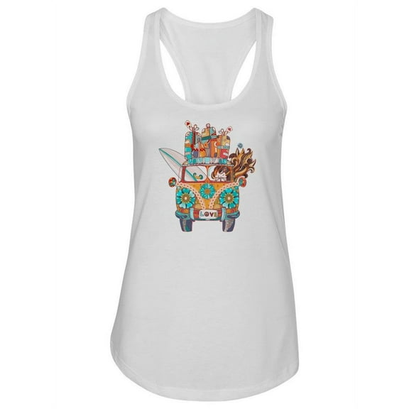 Vintage Car With Hippie Designs Tank Women -Image by Shutterstock, Female x-Small
