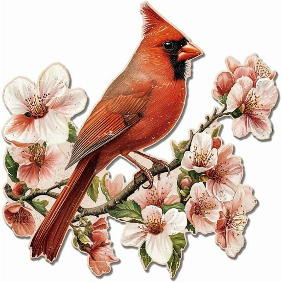 Vintage Cardinal Tin Sign Retro Flower and Bird Plaque Poster Metal Wall Decorative Tin Signs