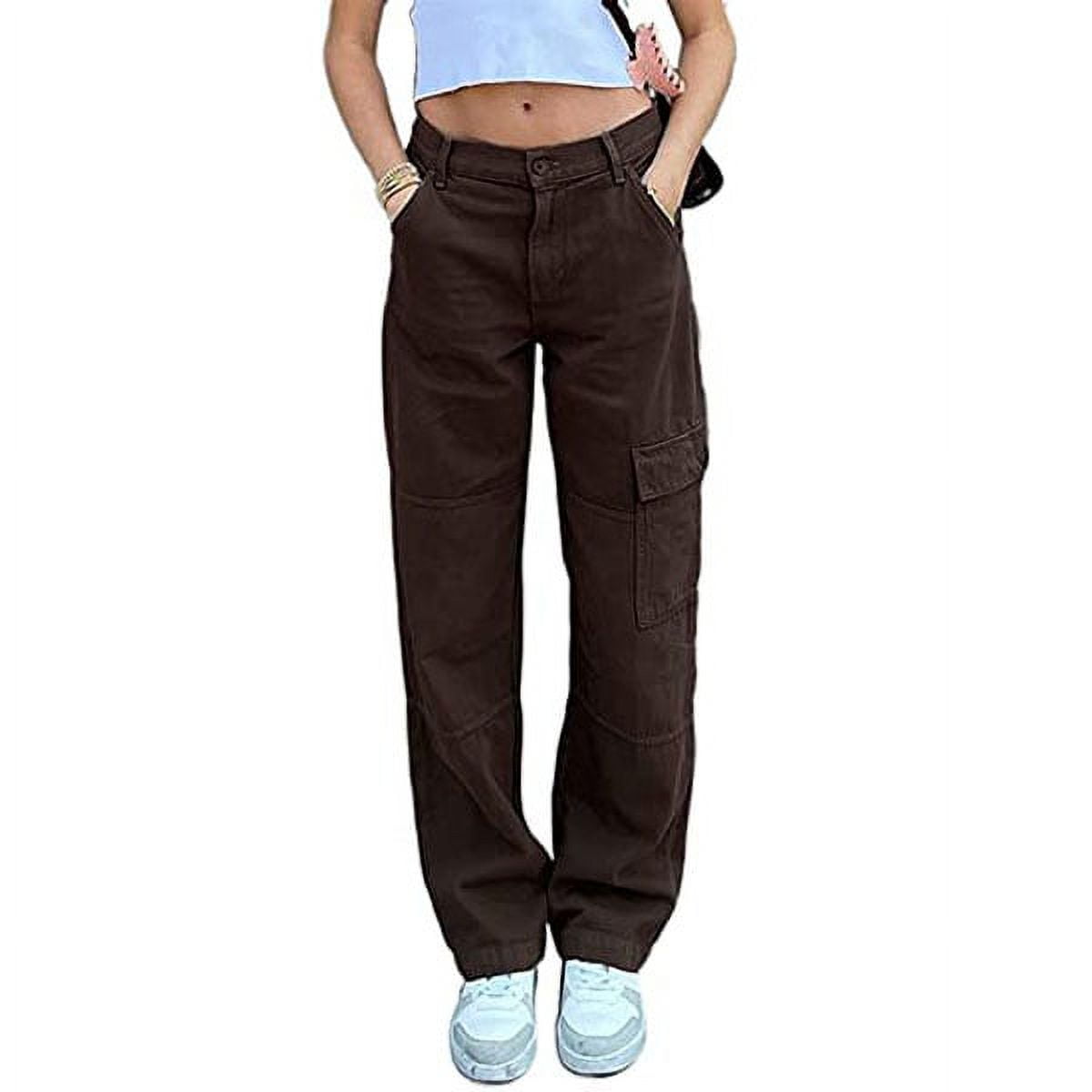 Vintage Cargo Pants for Women Baggy Jeans High Waist Wide Leg Pants ...