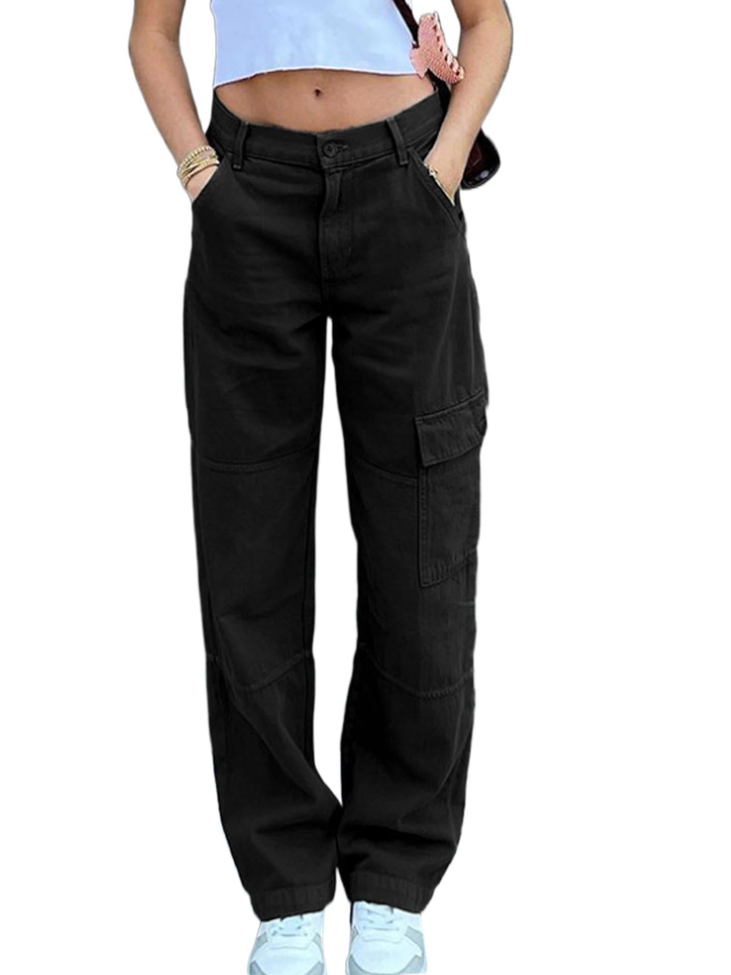 Vintage Cargo Pants for Women Baggy Jeans High Waist Wide Leg Pants ...