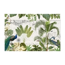 Vintage Caribbean Tropical Journey - Illustration Botanical Tropical Vintage Bird Floral Nature Map Unframed Wall Art Print 5 x 7 inches