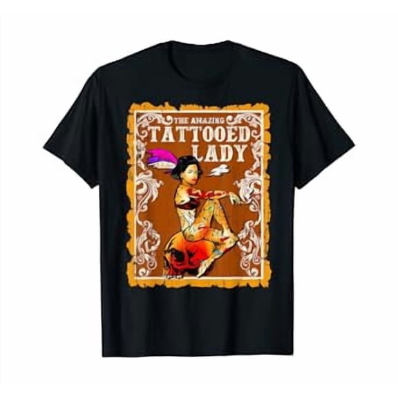 Vintage Carnival Amazing Tattooed Lady Tshirt Design