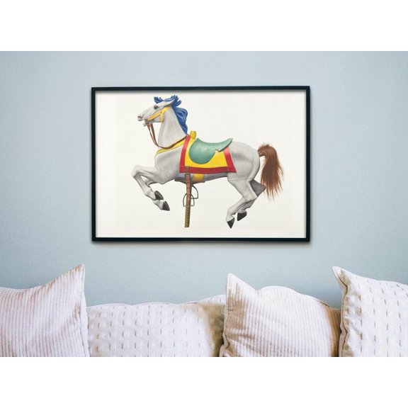 Vintage Carousel Horse Victorian Antique Object Artwork, UNFRAMED Size 16x16