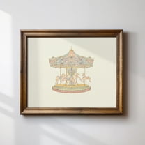 Vintage Carousel Print, Horizontal, Nursery, Botanical, Cottage Core Decor, Art Print Wall Art, Modern Wall Decor For Living Room, 8x12 UNFRAMED