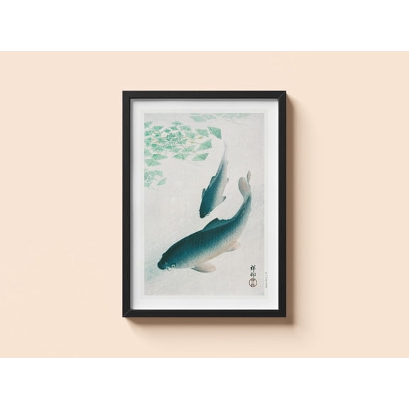 Vintage Carp Poster Ohara Koson Japanese Fish Art Wall Art, Unframed Paper Poster 8x10in