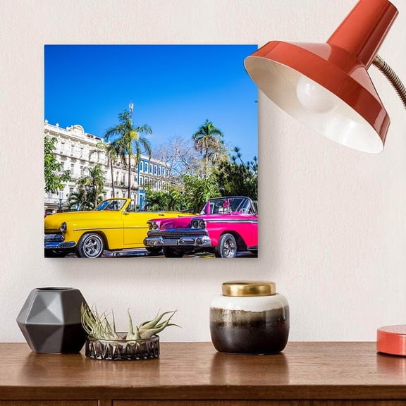 Vintage Cars Photography-14"x14" Canvas Artwork - Multi-Color 14 x 14