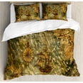 thumbnail image 1 of Vintage Cartography Duvet Cover Set, Antique Sailing Compass Route Map, Decorative 3 Piece Bedding Set with 2 Pillow Shams, Calking Size, Khaki Rose, by Ambesonne, 1 of 3