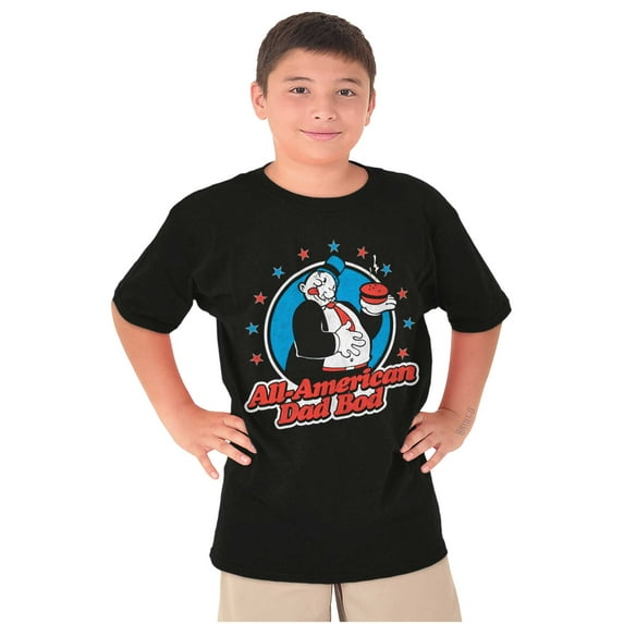 Vintage Cartoon All American Dad Bod Boys Kids T Shirt Tees Tops Teen Brisco Brands XS