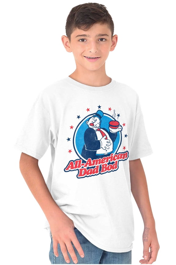 Vintage Cartoon All American Dad Bod Boys Kids T Shirt Tees Tops Teen Brisco Brands X