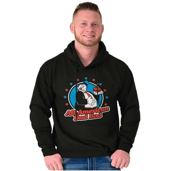 Vintage Cartoon All American Dad Bod Hoodie Hooded Sweatshirt Men Brisco Brands L
