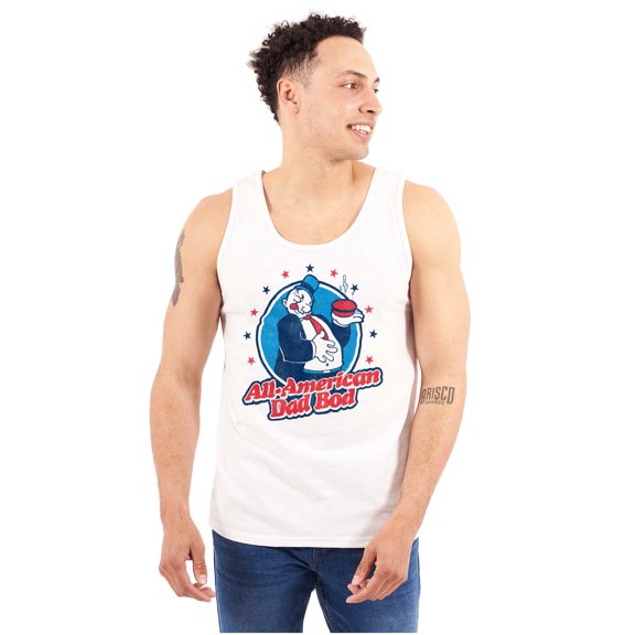 Vintage Cartoon All American Dad Bod Men Big & Tall Tank Top Brisco Brands 2X