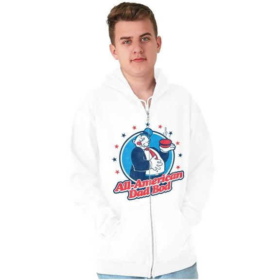 Vintage Cartoon All American Dad Bod Men Big & Tall Zip Hoodie Brisco Brands 5X