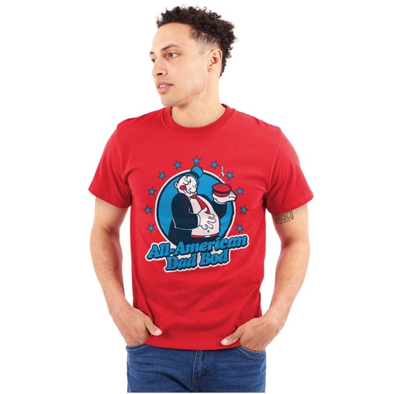 Vintage Cartoon All American Dad Bod Men's Graphic T Shirt Tees Brisco Brands X