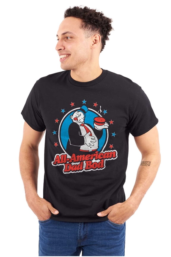 Vintage Cartoon All American Dad Bod Men's Graphic T Shirt Tees Brisco Brands X