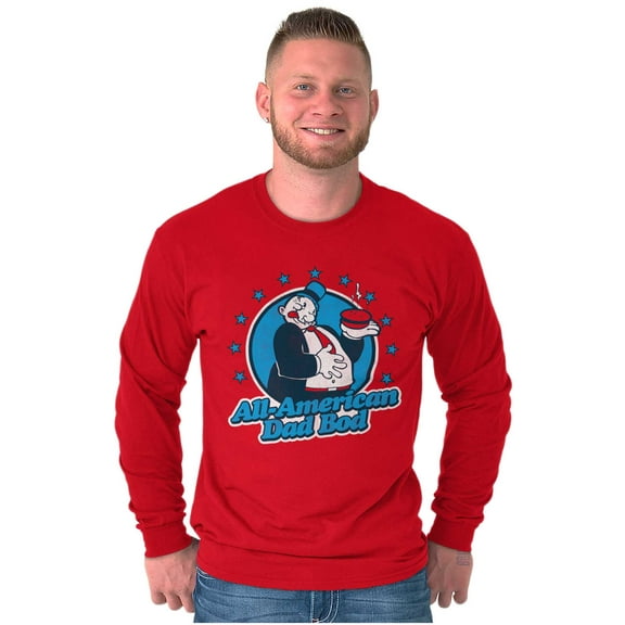 Vintage Cartoon All American Dad Bod Men's Long Sleeve Tee T Shirt Brisco Brands L