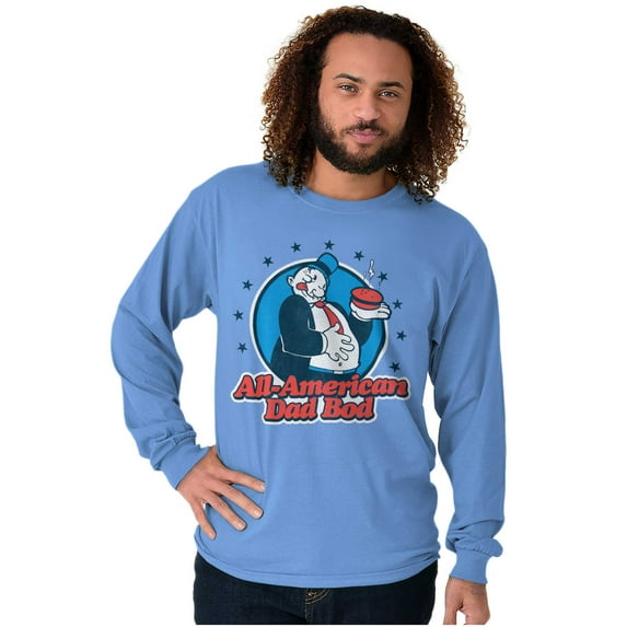 Vintage Cartoon All American Dad Bod Men's Long Sleeve Tee T Shirt Brisco Brands S