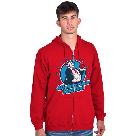 Vintage Cartoon All American Dad Bod Zip Hoodie Sweatshirt Men Brisco Brands M
