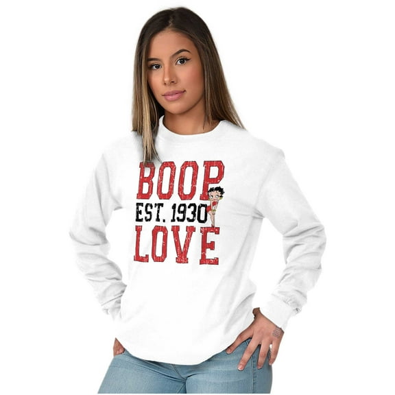 Vintage Cartoon Betty Boop Love 1930 Women's Long Sleeve T Shirt Brisco Brands S