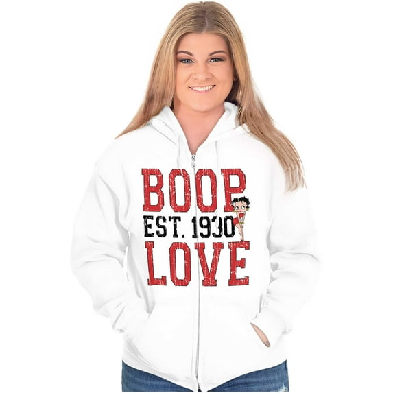 Vintage Cartoon Betty Boop Love 1930 Zip Hoodie Sweatshirt Women Brisco Brands M