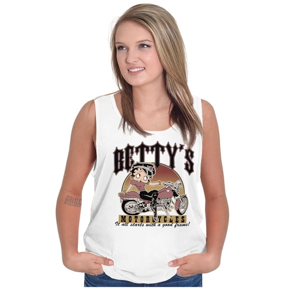 Vintage Cartoon Betty's Motorcycles Tank Top Tee Shirt Women Brisco Brands S
