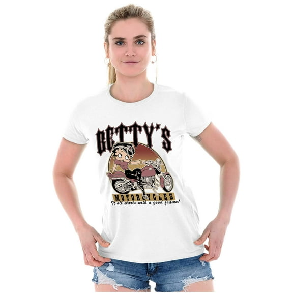 Vintage Cartoon Betty's Motorcycles Women's T Shirt Ladies Tee Brisco Brands M