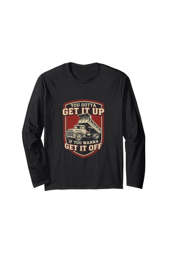 Vintage Cartoon Dump Truck Long Sleeve T-Shirt for Fun Trucking Dads