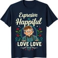 thumbnail image 1 of Vintage Cartoon Graphic Black T-Shirt: Smiling Man Surrounded by Flowers, 1 of 5