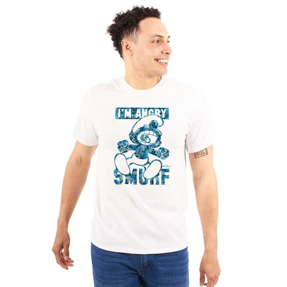 Vintage Cartoon I'm Angry Smurf Men's Graphic T Shirt Tees Brisco Brands S