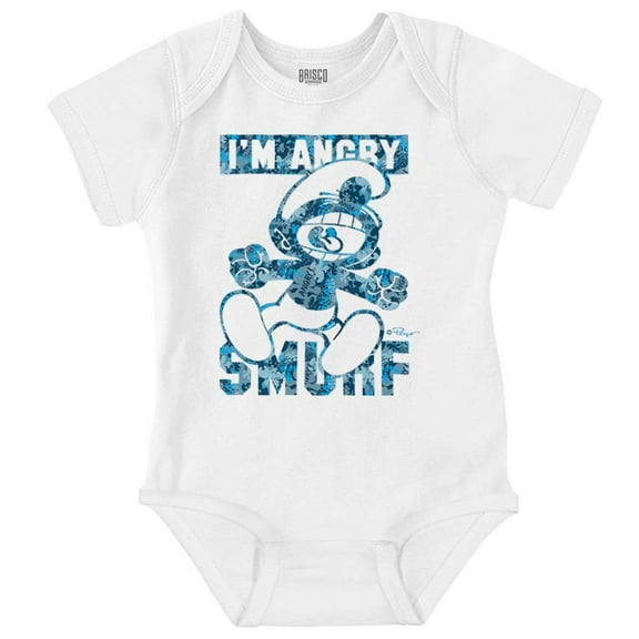 Vintage Cartoon I'm Angry Smurf Romper Boys or Girls Infant Baby Brisco Brands 12M