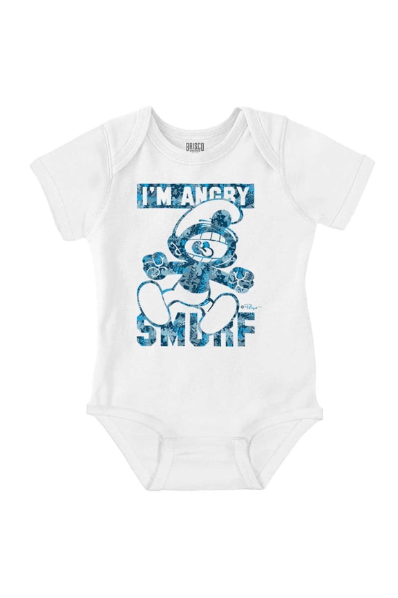 Vintage Cartoon I'm Angry Smurf Romper Boys or Girls Infant Baby Brisco Brands 12M