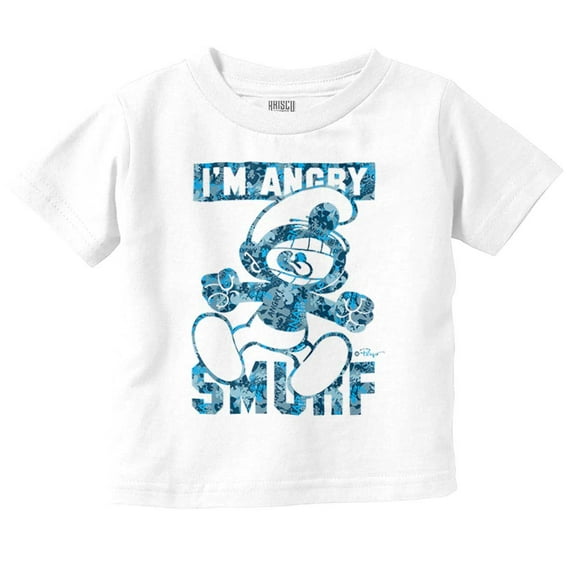 Vintage Cartoon I'm Angry Smurf Toddler Boy Girl T Shirt Infant Toddler Brisco Brands 12M