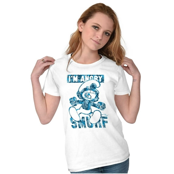 Vintage Cartoon I'm Angry Smurf Women's T Shirt Ladies Tee Brisco Brands S