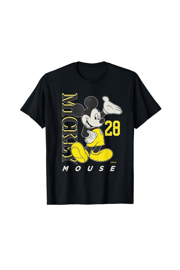 Vintage Cartoon Mouse Graphic Black & Yellow T-Shirt for Fun and Style