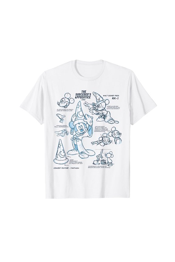 Vintage Cartoon Mouse Sorcerer Model Sheet T-Shirt for Magic Enthusiasts