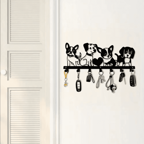 Vintage Cartoon Puppy Wall Decor Waterproof Rustproof Iron Pet Accent Removable Self-Adhesive Peel-and-Stick for Home