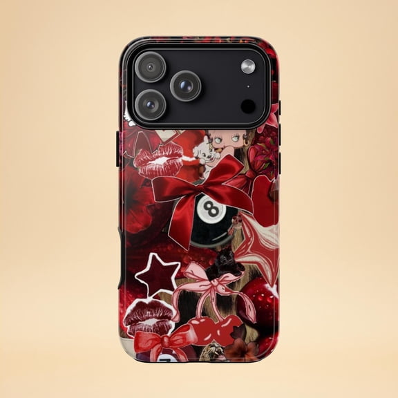 Vintage Cartoon Red Phone Case For iPhone Samsung Galaxy Slim Hard Cover Retro Illustration Art