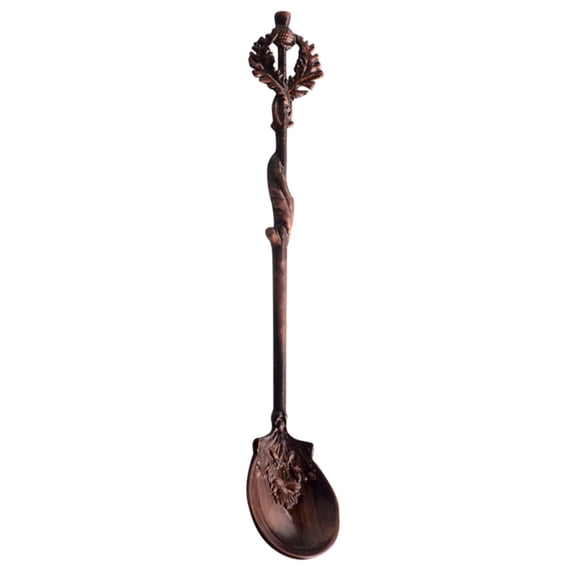 Vintage Carved Coffee Spoon Teaspoon Retro Zinc Alloy Dessert Coffee Tableware Spoons Cutlery Kitchen(Red Bronze,1Pc)