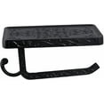 thumbnail image 1 of Vintage Carved Floral Toilet Paper Holder with Shelf - Matte Black Aluminum Bathroom Organizer for Bathroom/Vanity (7.24" Phone Shelf, Black Finish), 1 of 4