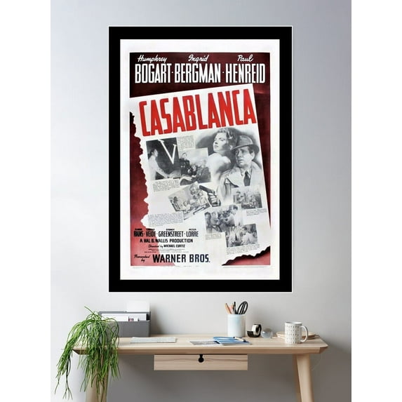 Vintage Casablanca Movie Poster Lithograph Wall Art Poster Wall Art, Modern Wall Decor For Living Room Bedroom, 24x36 UNFRAMED