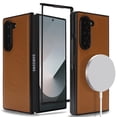 thumbnail image 1 of Vintage Case Designed for Samsung Galaxy Z Fold 6, PU Leather + PC Magsafe Folding Case Shockproof Classic Anti-drop Anti-Scratch Phone Cover Compatible with Samsung Galaxy Z Fold 6, Brown, 1 of 12