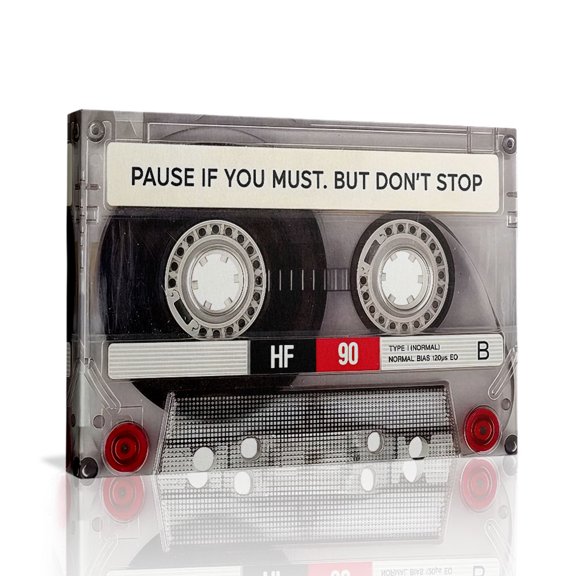 Vintage Cassette Motivation Quote Canvas Wall Art (Retro Inspirational Tone) Ready to Hang for Office