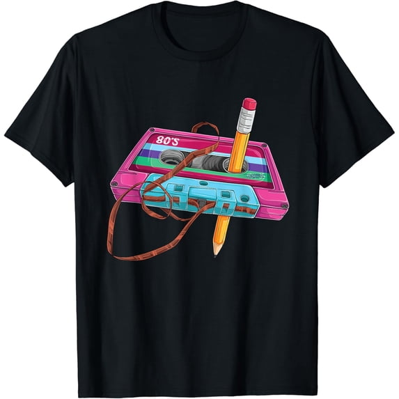 Vintage Cassette Tape Pencil 70's 80's 90's Music Mixtape T-Shirt