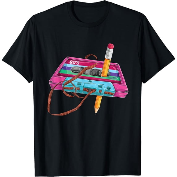 Vintage Cassette Tape Pencil 70's 80's 90's Music Mixtape T-Shirt