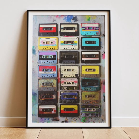 Vintage Cassette Tape Poster, Retro 80s Music Wall Art, Mix Tape Collage Print, Nostalgic Audio Decor, Lo-fi Gift, Analog Art, Poster Only