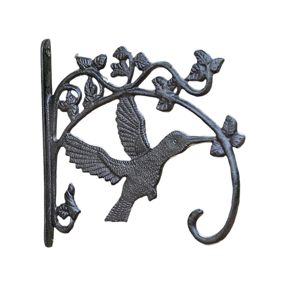 Vintage Cast Iron Bird Wall Bracket Hook - Heavy Duty Scroll Design for Hanging Flower Baskets, Outdoor Garden Decor, 14.17x9.45x1.97 Inch, Black, 1 Pack