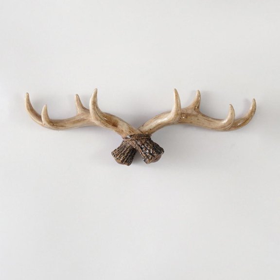 Vintage Cast Iron Deer Antlers Wall Mounted Hooks | Antique Finish Resin Clothes Hanger Rack w/Hooks for Coats, Jackets, Purses and More